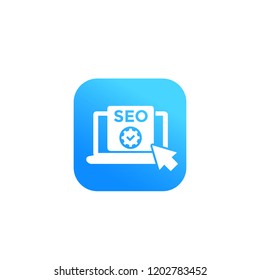 seo, search engine optimization icon with laptop