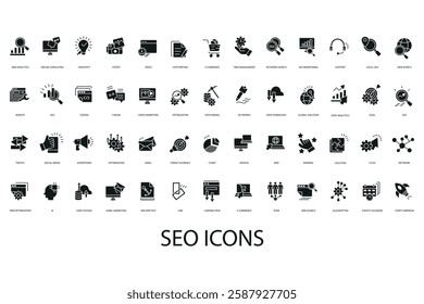 SEO - search engine optimization icon set collection .design style with background