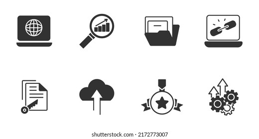 SEO Suchmaschinen-Optimierungssymbole Set . SEO-Paket zur Suchmaschinenoptimierung Symbol-Vektorelemente für Infografiken