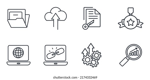 SEO search engine optimization icons set . SEO search engine optimization pack symbol vector elements for infographic web