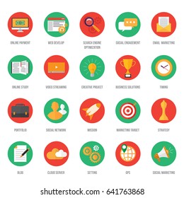 seo. search engine optimization. icons set vector illustration. online business design concept.