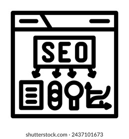 seo search engine optimization line icon vector. seo search engine optimization sign. isolated contour symbol black illustration