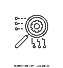 SEO, search engine optimization line icon, outline vector sign, linear style pictogram isolated on white. Symbol, logo illustration. Editable stroke. Pixel perfect