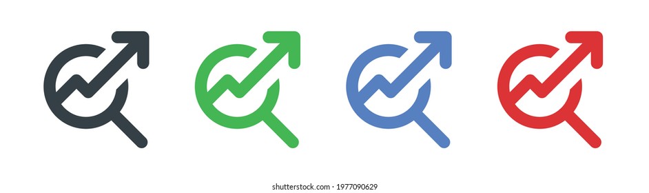 SEO (search engine optimization) with magnifying glass and arrow up symbol. Vector illustration