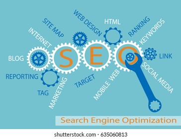 SEO search engine optimization. marketing concept. vector illustration.