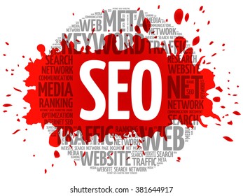 SEO Search Engine Optimization - process of improving the quality and quantity of website traffic to a website from search engines, word cloud concept background