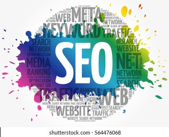 SEO Search Engine Optimization - process of improving the quality and quantity of website traffic to a website from search engines, word cloud concept background