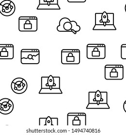 Seo Search Engine Optimization Vector Seamless Pattern Thin Line Illustration