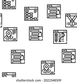 Seo Search Engine Optimization Vector Seamless Pattern Thin Line Illustration