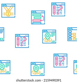 Seo Search Engine Optimization Vector Seamless Pattern Color Line Illustration