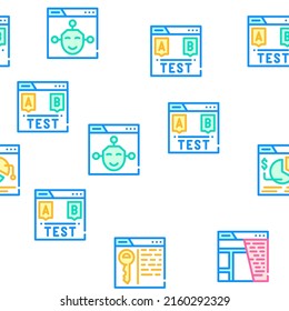 Seo Search Engine Optimization Vector Seamless Pattern Color Line Illustration