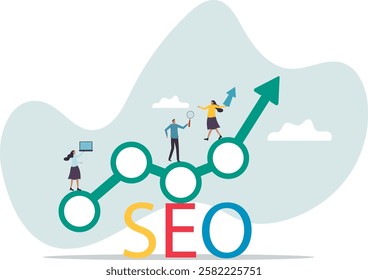 SEO, Search Engine Optimization for website to show in search result page .business concept.flat character.