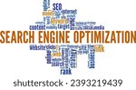 SEO - Search Engine Optimization word cloud conceptual design isolated on white background.