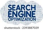 SEO - Search Engine Optimization word cloud conceptual design isolated on white background.