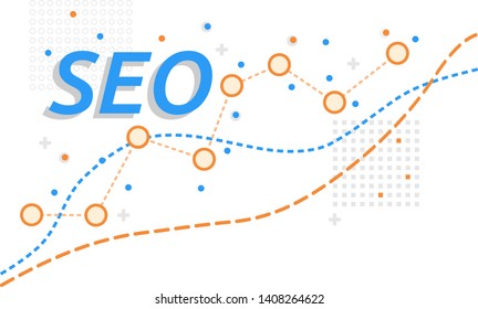 SEO, Search engine optimization word with graph and element design. Clean and flat style.