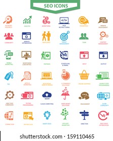 SEO (Search Engine Optimization)icons, Colorful version,vector