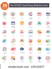 SEO (Search Engine Optimization)icons, Colorful version,vector