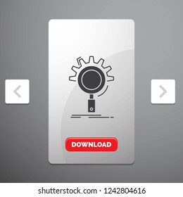 seo, search, optimization, process, setting Glyph Icon in Carousal Pagination Slider Design & Red Download Button