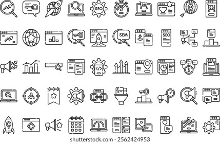 Seo and sem icons High-Quality Vector Icons Collection with Editable Stroke. Ideal for Professional and Creative Projects.