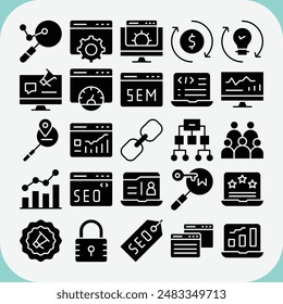 conjunto de iconos de Vector seo y sem para Descarga para App móvil iconos de iu icono de negocio