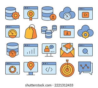 seo, server, database and network icons set