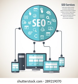 SEO services concept with 20 premium quality SEO icons set.