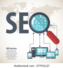 SEO Services Concept With 20 Premium Quality SEO Icons Set.