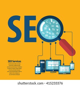 SEO services concept with 20 premium quality SEO icons set.