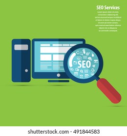 SEO services concept with 20 premium quality SEO icons set.