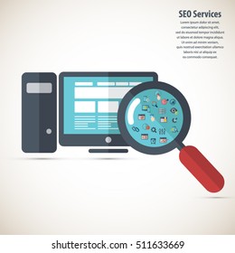 SEO services concept with 20 premium quality SEO icons set.