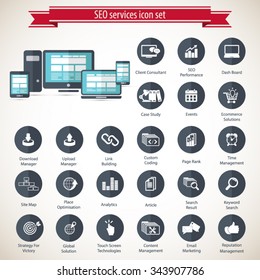 SEO services icon set