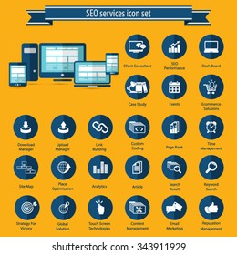 SEO services icon set