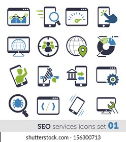 SEO services icons set 01