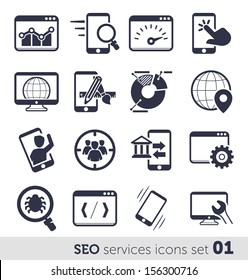 SEO services icons set 01 MONO