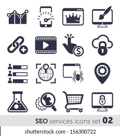 SEO services icons set 02 MONO