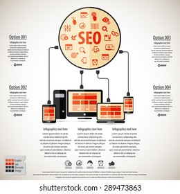 SEO services infographics with 20 premium quality SEO icons set.