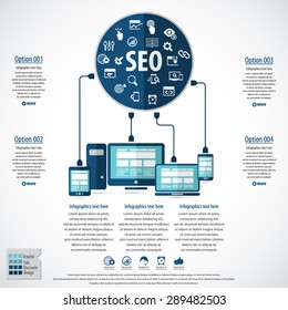 SEO services infographics with 20 premium quality SEO icons set.