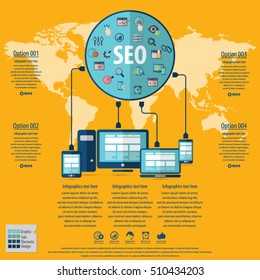 SEO services infographics with 20 premium quality SEO icons set.