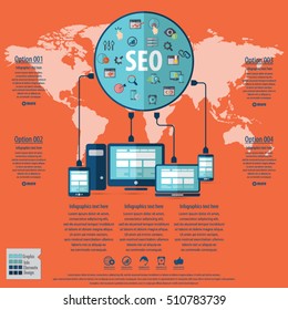 SEO services infographics with 20 premium quality SEO icons set.
