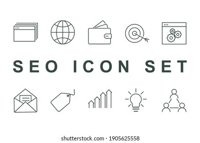 seo set icon, isolated seo set sign icon, vector illustration