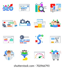 SEO, Set Of Icons On The Theme Of Website Promotion. Increase The Attendance Of The Web Page.