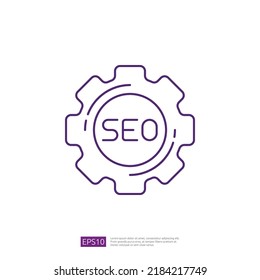 Ajuste del SEO con el icono de la línea de la rueda del engranaje