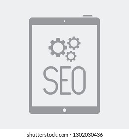 Seo settings on tablet - Flat and isolated vector illustration icon with minimal and modern design