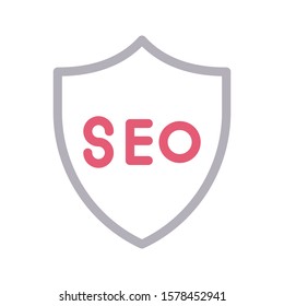 seo shield vector color line icon 
