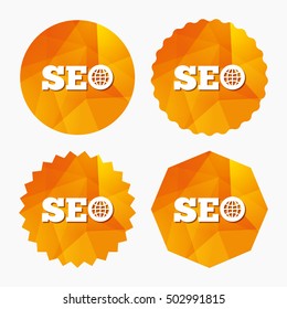 SEO sign icon. Search Engine Optimization symbol.