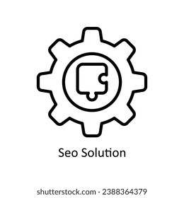Ilustración de diseño de iconos del contorno del vector de la solución SEO. Símbolo de negocio y administración sobre archivo EPS 10 en fondo blanco