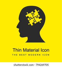 SEO specialist bald head male symbol with puzzle pieces inside bright yellow material minimal icon or logo design