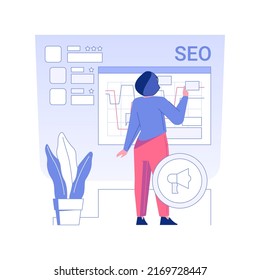 SEO-Spezialist für einzelne Konzept Vektorgrafik. Professioneller SEO-Manager, der Internetwerbung, digitales Marketing, Werbeagentur, Kontext-Werbung und Kampagnenvektorkonzept erstellt.