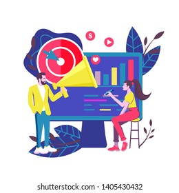 SEO specialists working on digital marketing strategy.  Digital marketing agency concept.