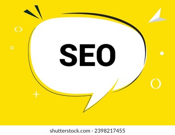 Texto de burbuja de voz SEO. Hola allí en color brillante para Sticker, Banner y Poster. ilustración vectorial.